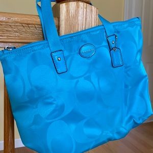 Vintage Y2K Teal Nylon Coach Bag